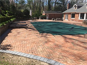 glen gery danish clay brick paver around pool bluestone paver border